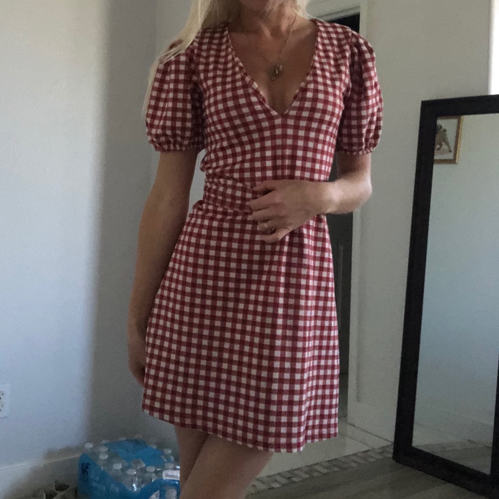 ZARA red gingham checkered dress